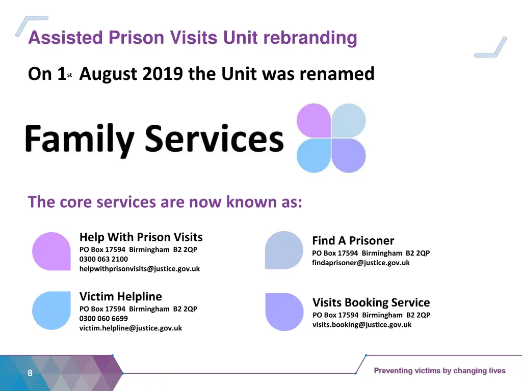 assisted prison visits unit rebranding