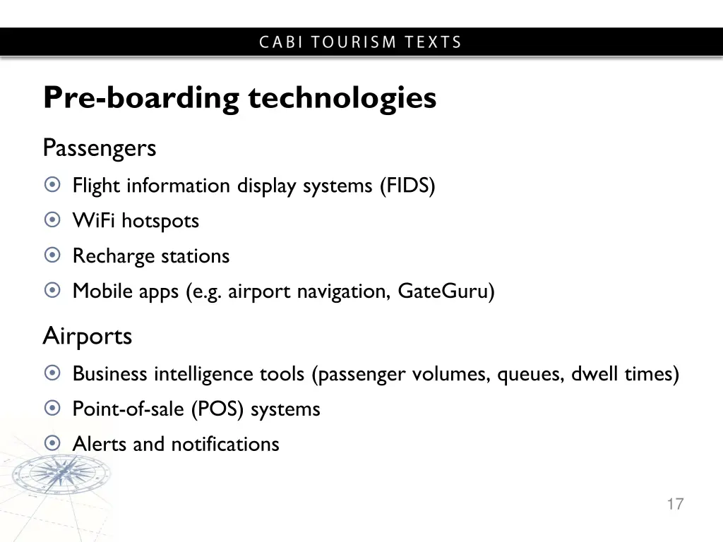 pre boarding technologies