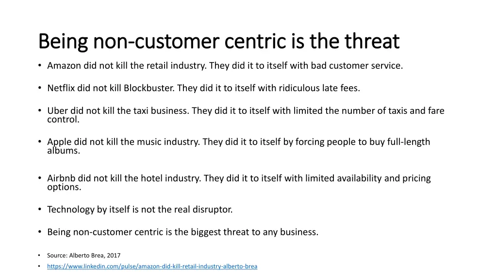 being non being non customer centric