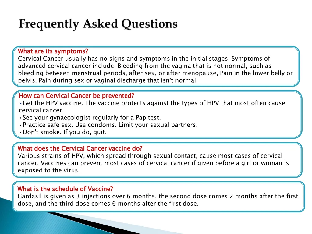 what are its symptoms cervical cancer usually