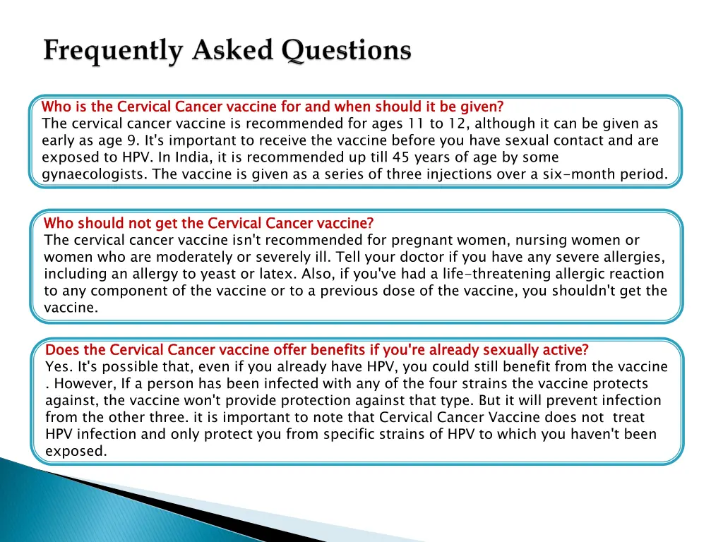 who is the cervical cancer vaccine for and when