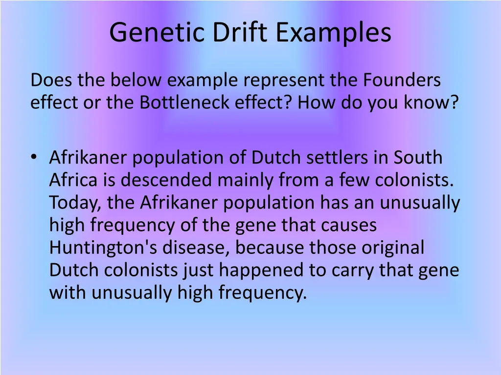 genetic drift examples