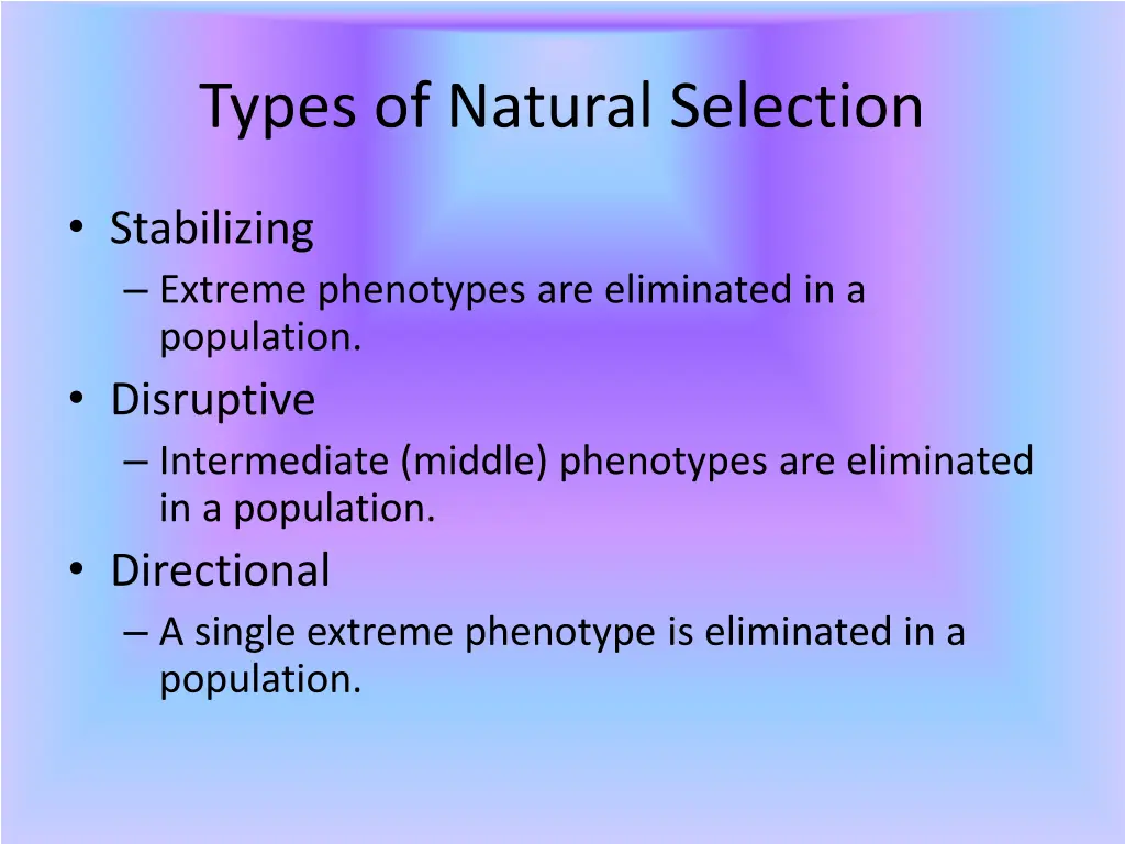 types of natural selection