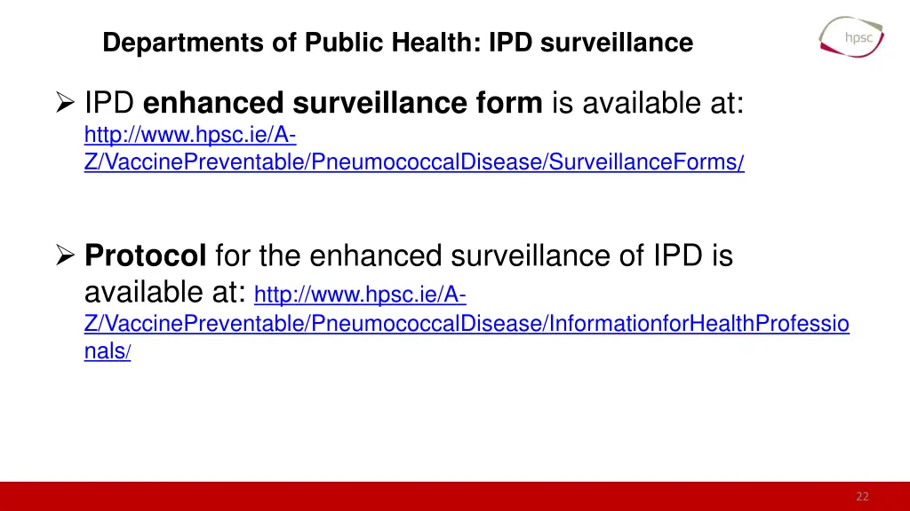 departments of public health ipd surveillance