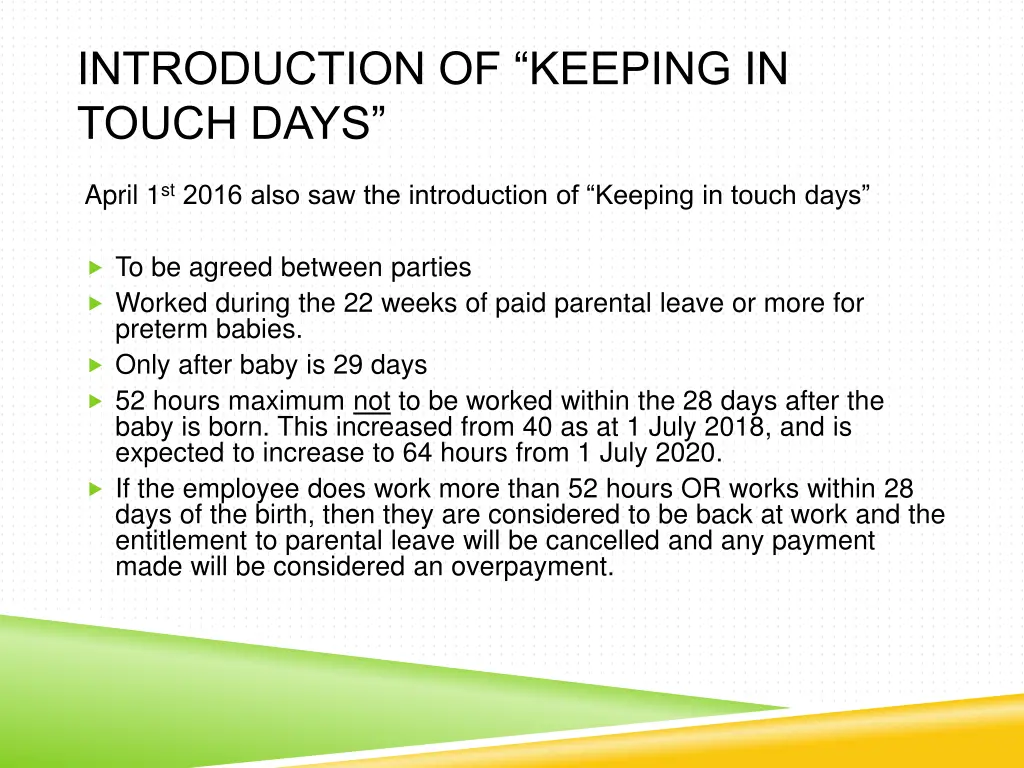 introduction of keeping in touch days