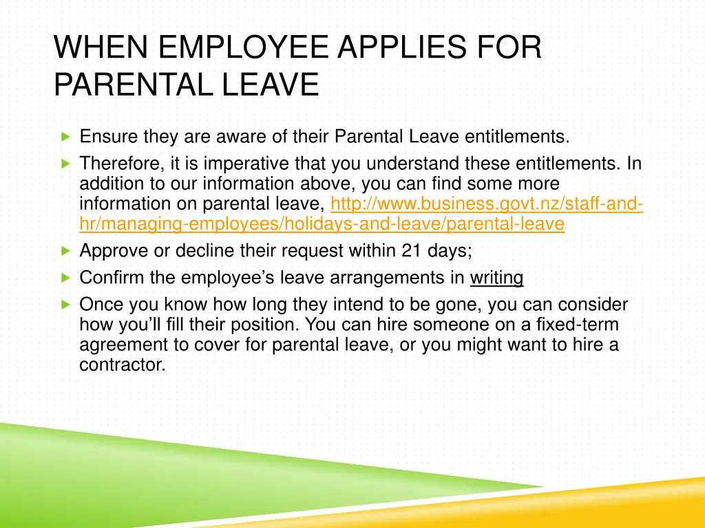 when employee applies for parental leave