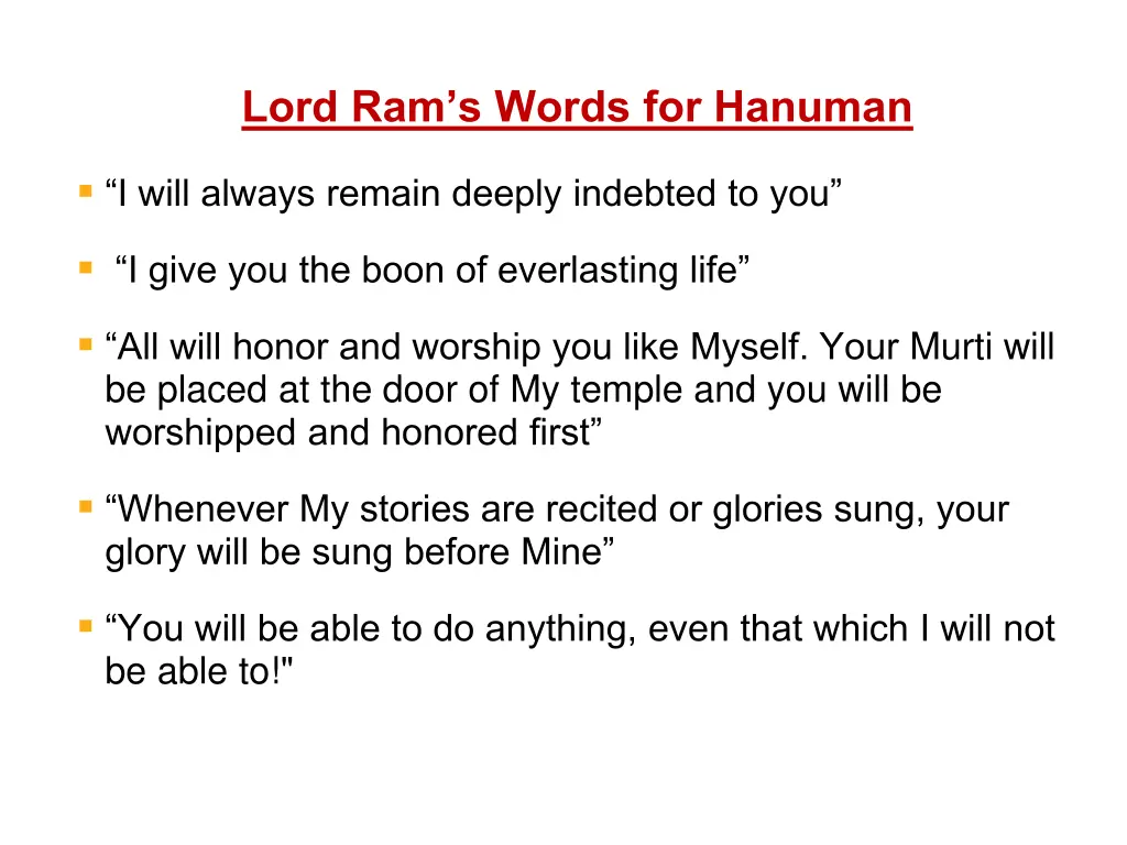 lord ram s words for hanuman