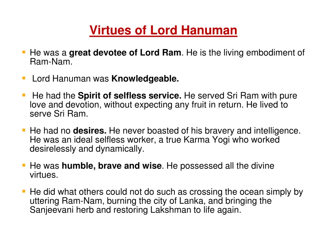 virtues of lord hanuman