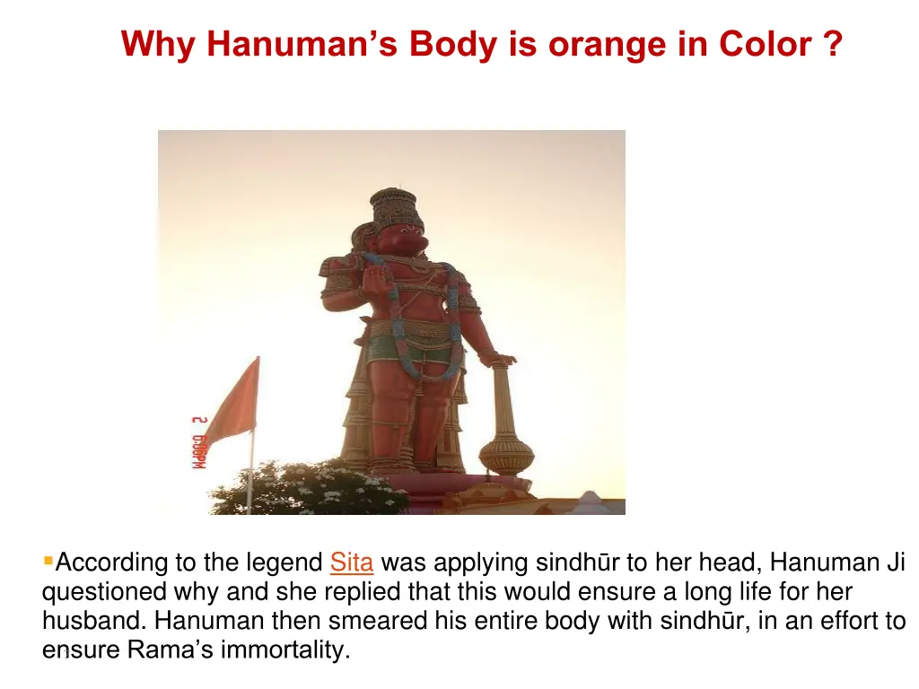 why hanuman s body is orange in color