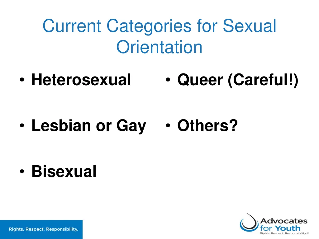 current categories for sexual orientation