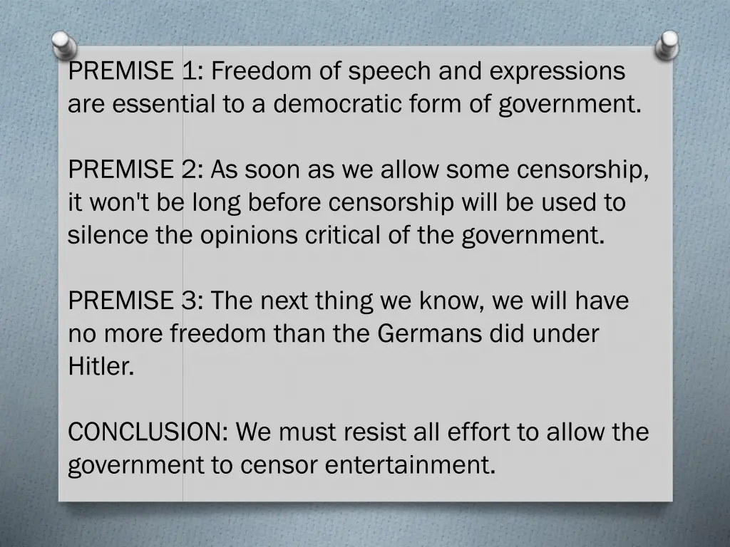 premise 1 freedom of speech and expressions