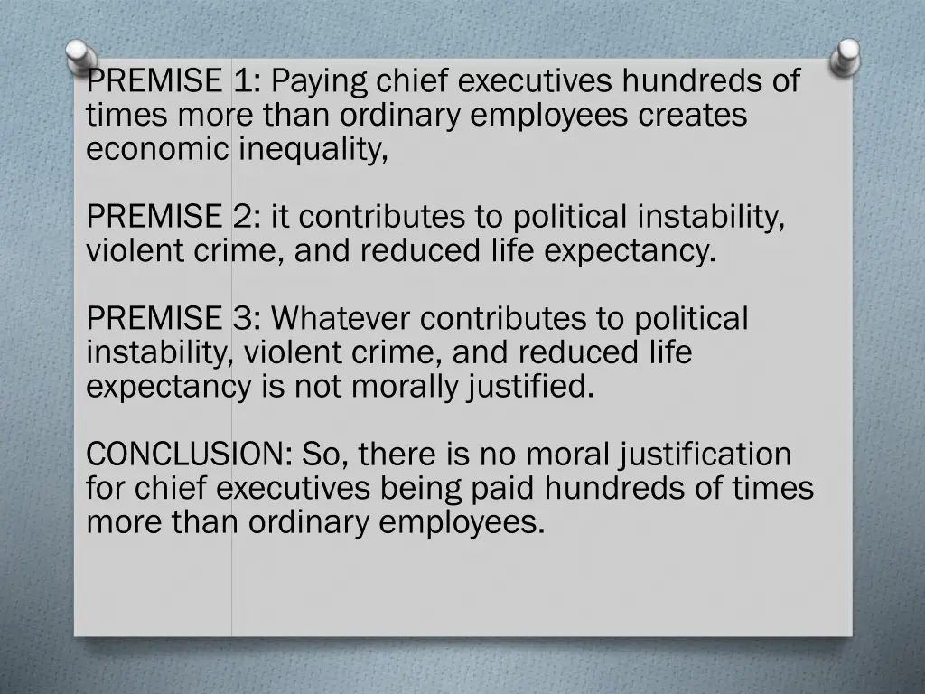 premise 1 paying chief executives hundreds