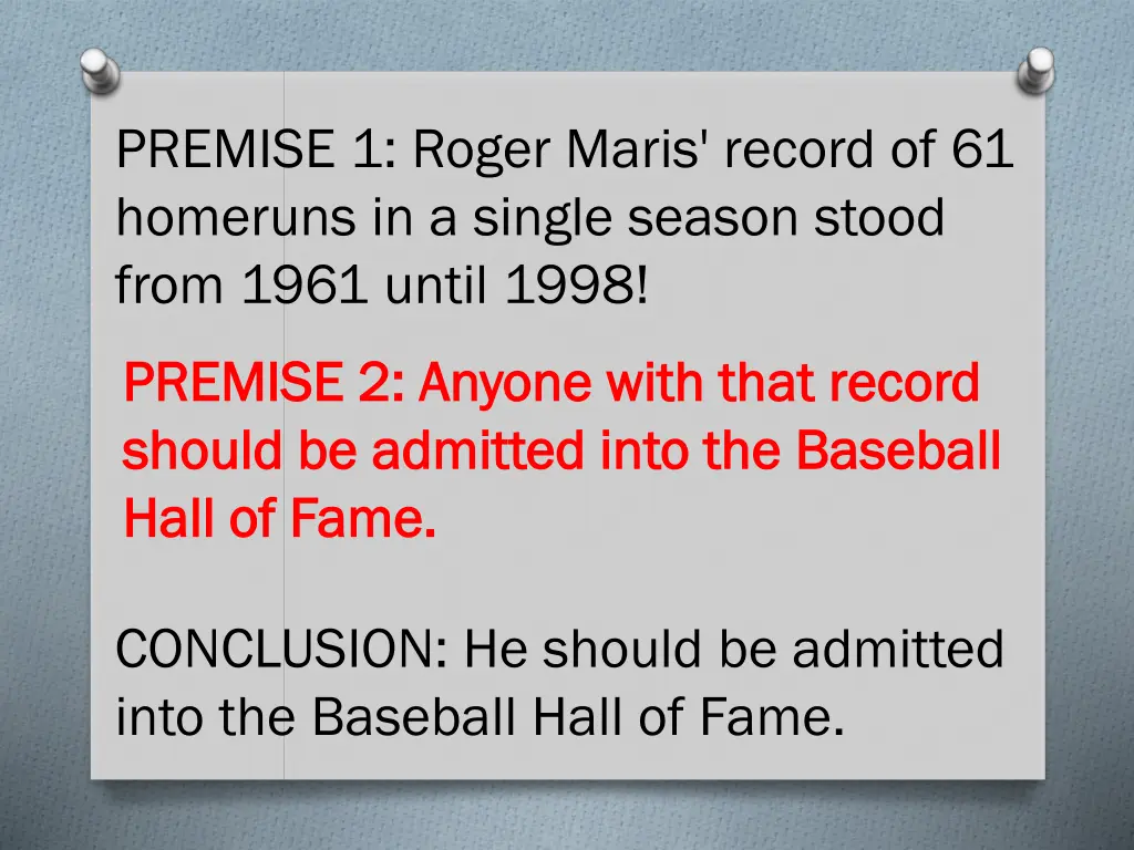 premise 1 roger maris record of 61 homeruns