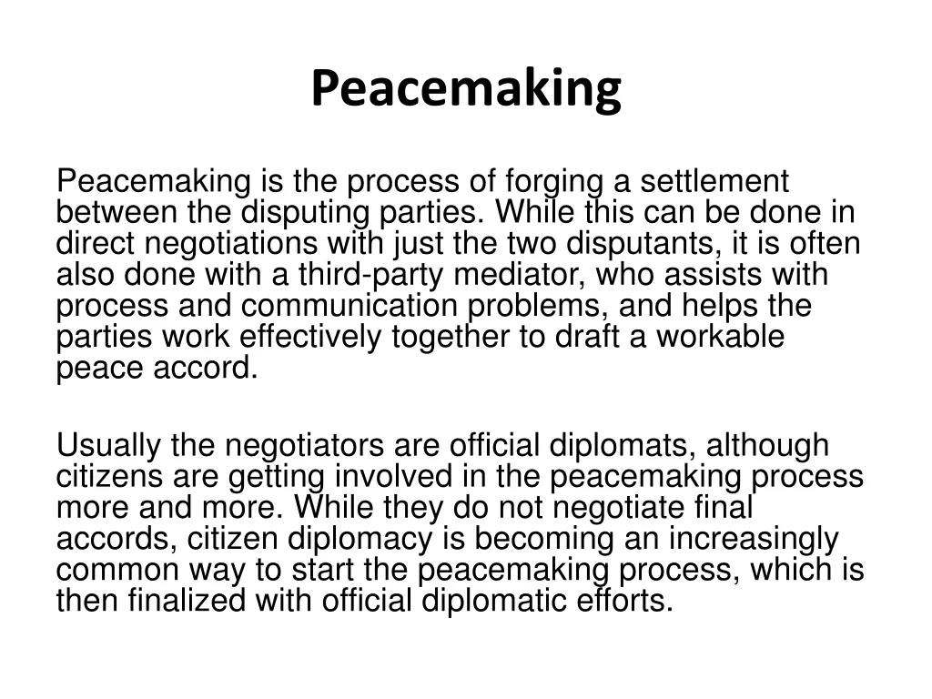 peacemaking