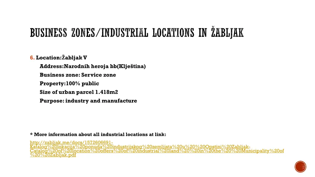 business zones industrial locations in abljak 6