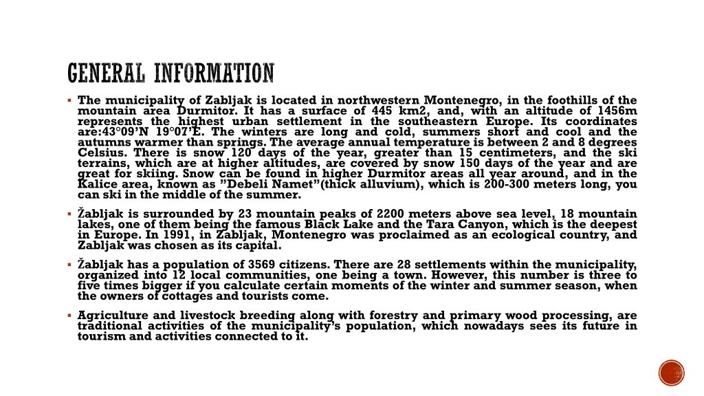 general information the municipality of zabljak