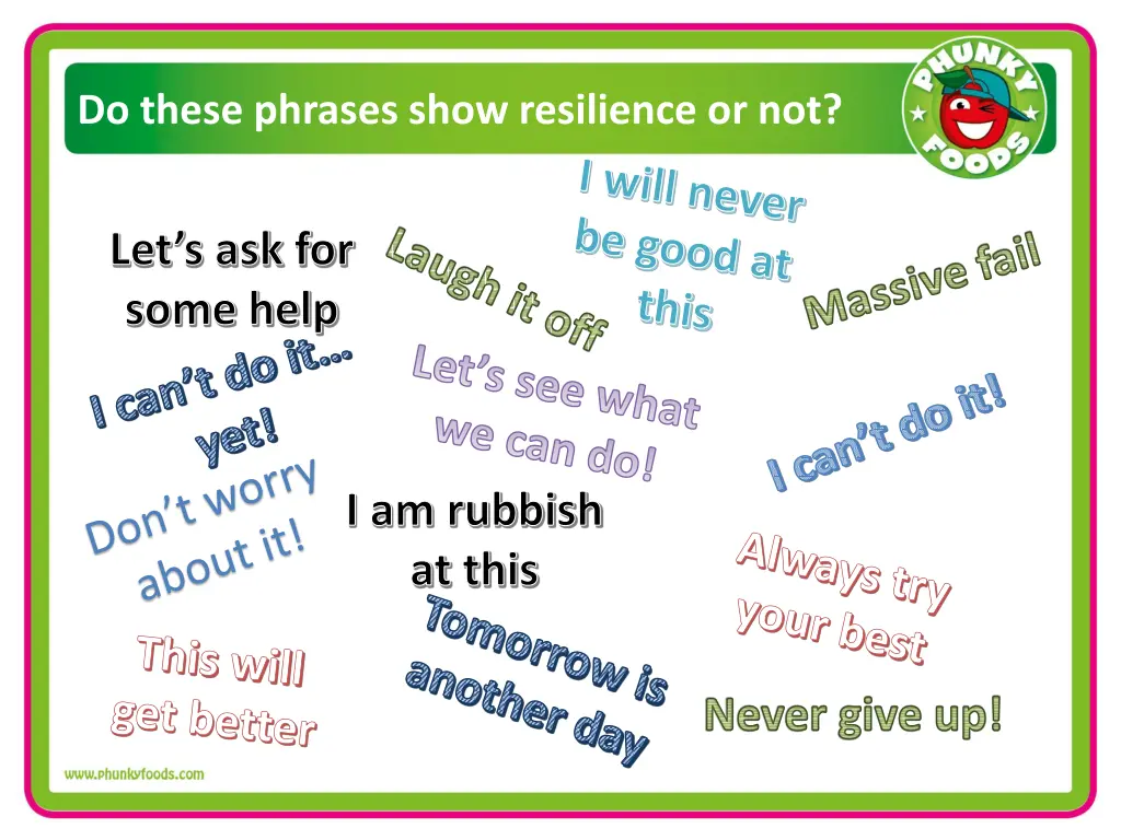 do these phrases show resilience or not