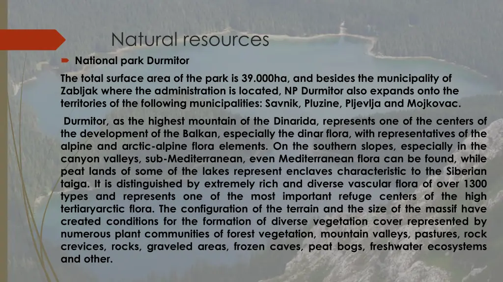 natural resources national park durmitor