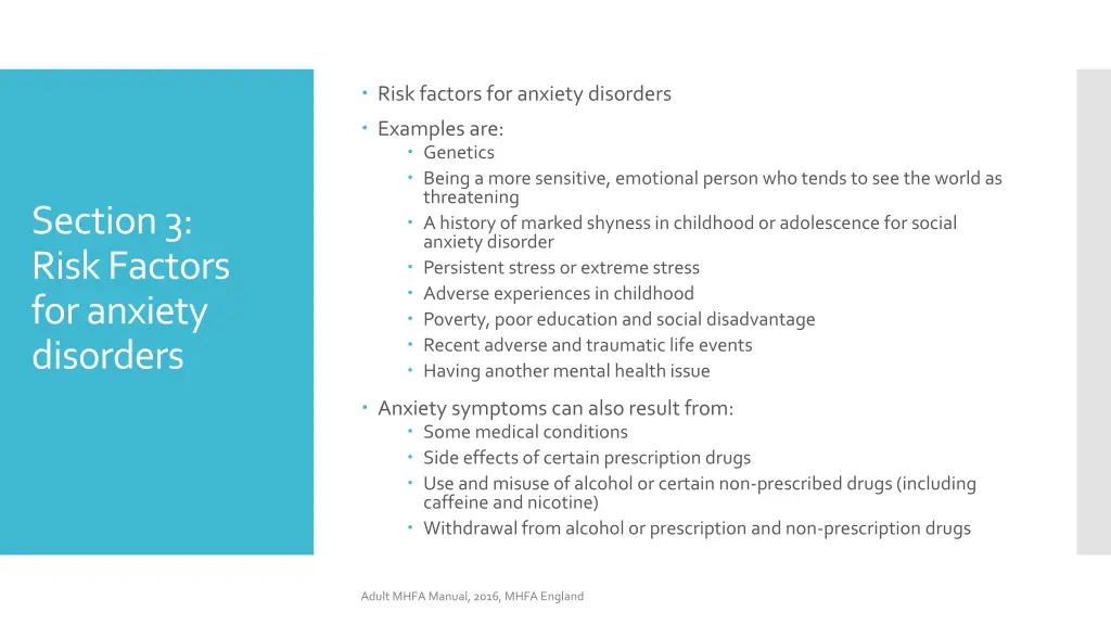 risk factors for anxiety disorders examples