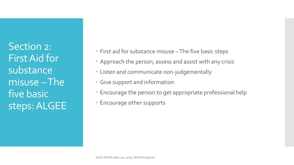 section 2 first aid for substance misuse the five