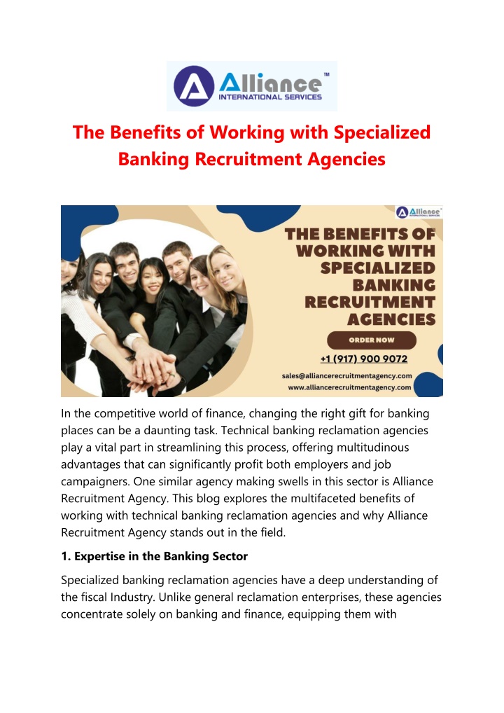 the benefits of working with specialized banking