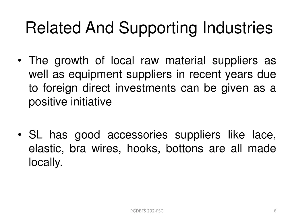 related and supporting industries