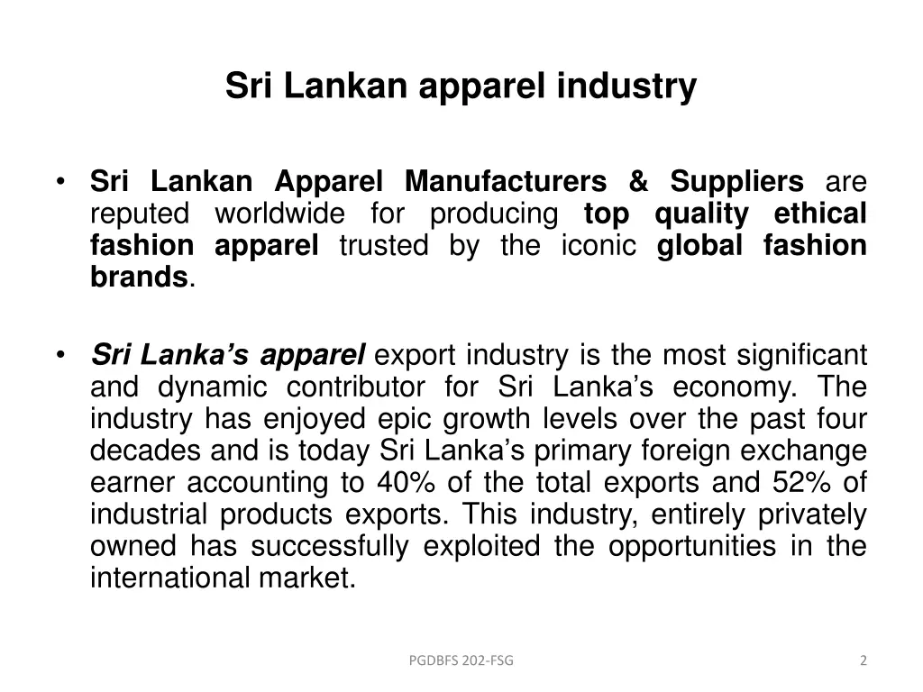 sri lankan apparel industry