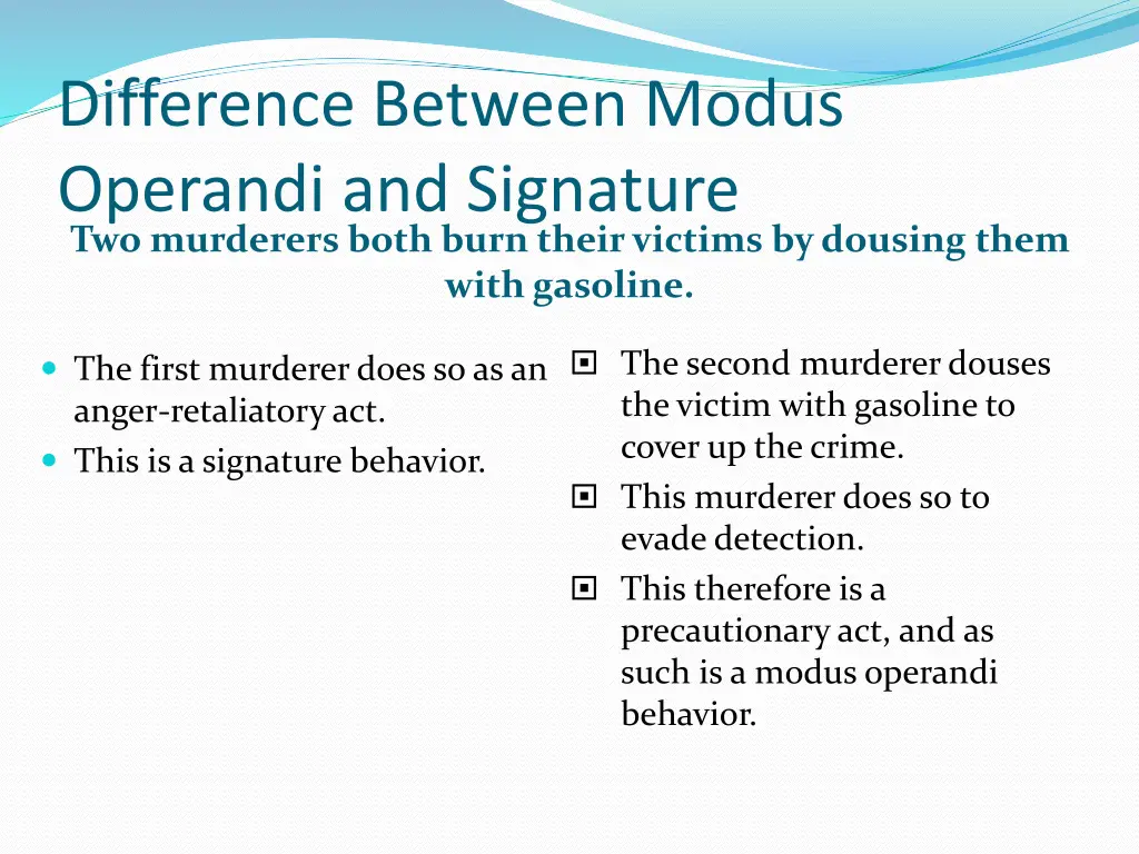 difference between modus operandi and signature