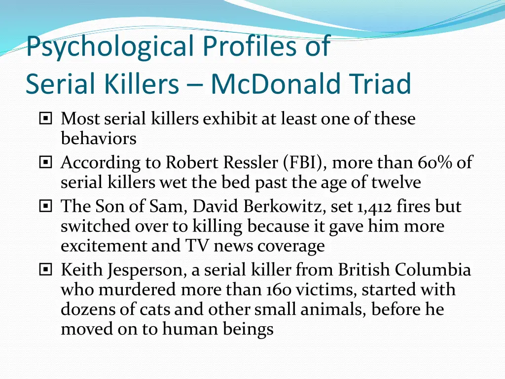 psychological profiles of serial killers mcdonald