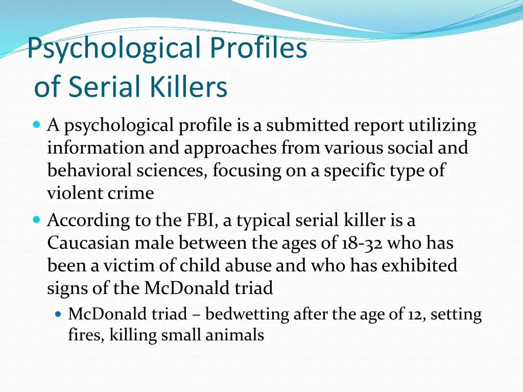 psychological profiles of serial killers