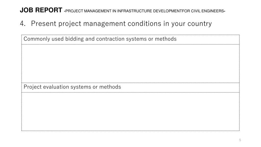 job report project management in infrastructure 3