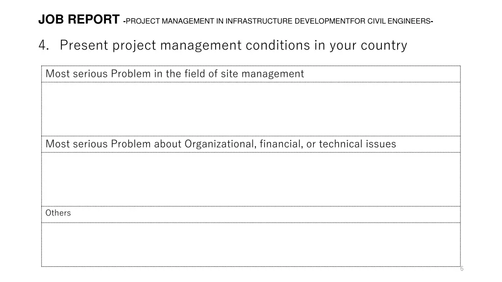 job report project management in infrastructure 4