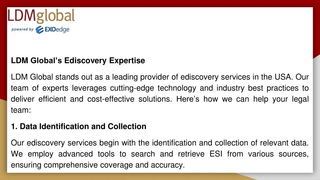 ldm global s ediscovery expertise