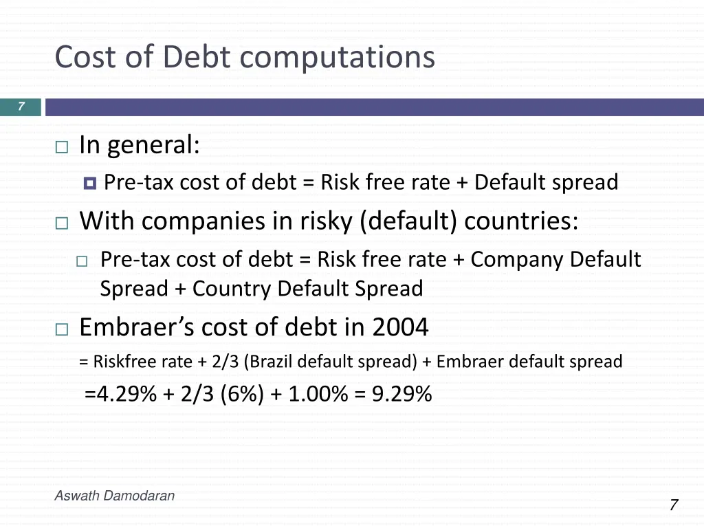 cost of debt computations