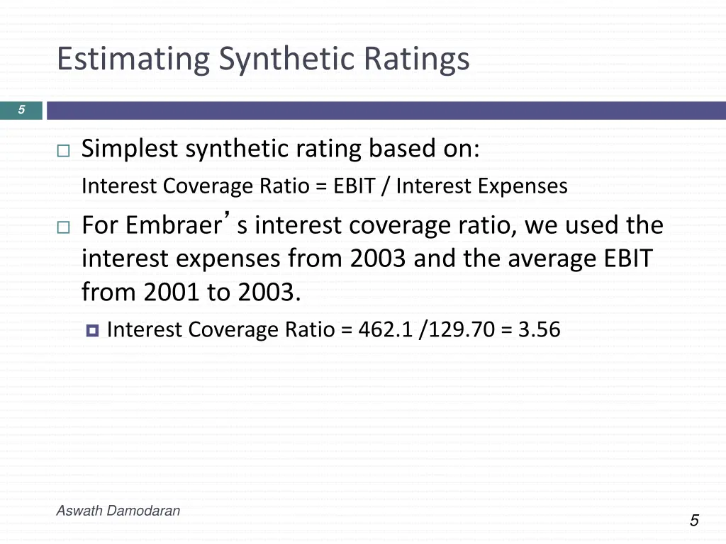 estimating synthetic ratings