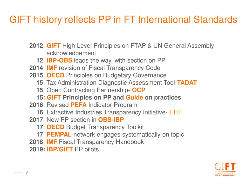 gift history reflects pp in ft international