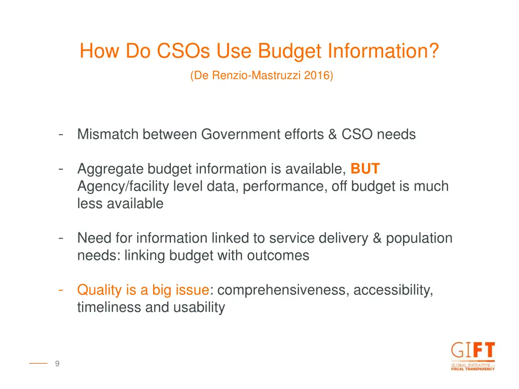 how do csos use budget information