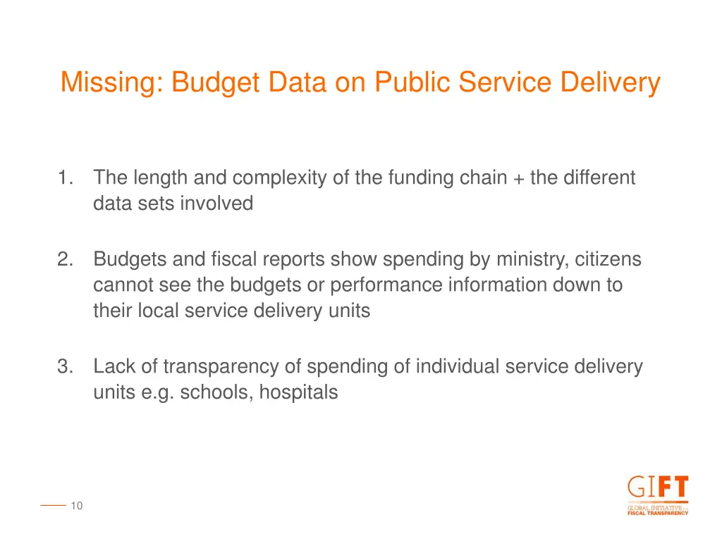 missing budget data on public service delivery