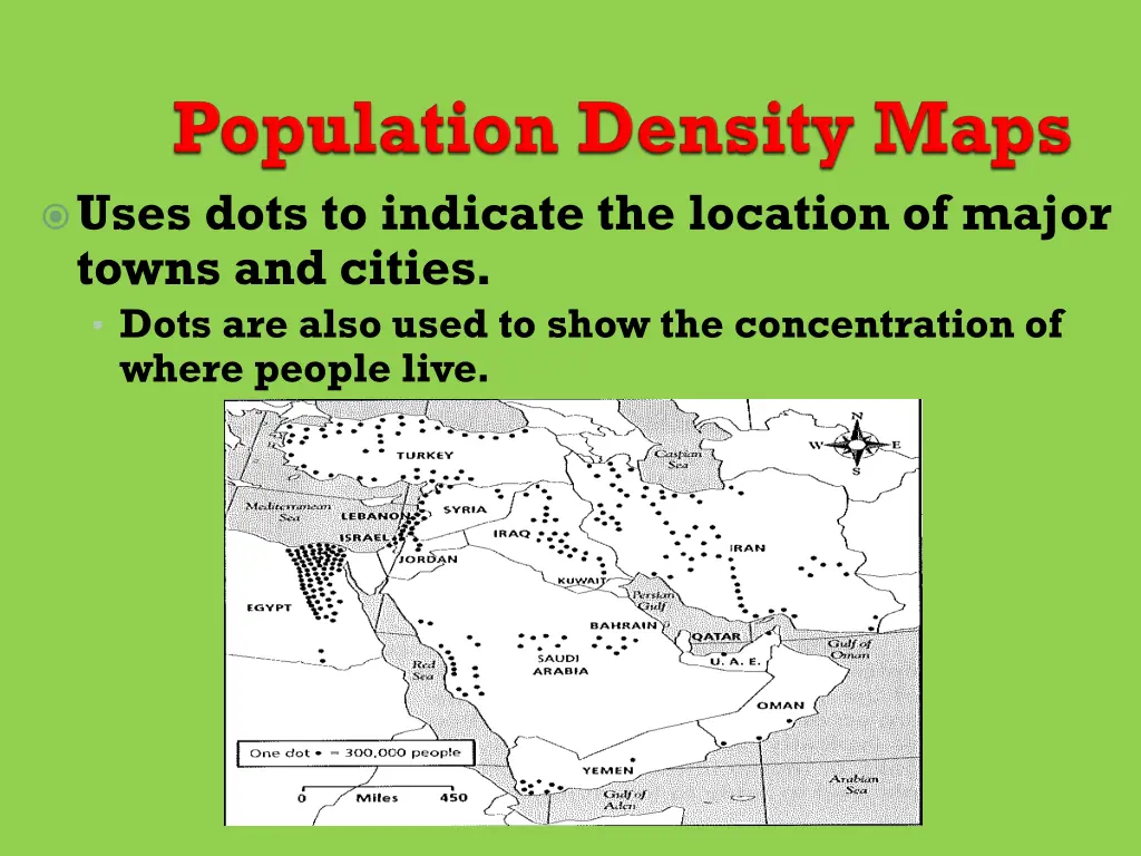 uses dots to indicate the location of major towns