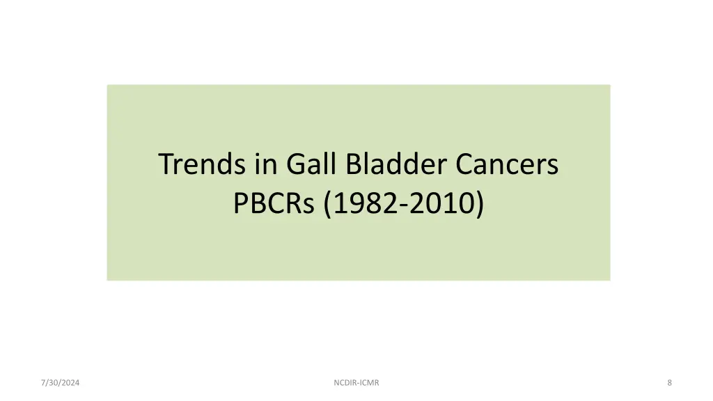 trends in gall bladder cancers pbcrs 1982 2010