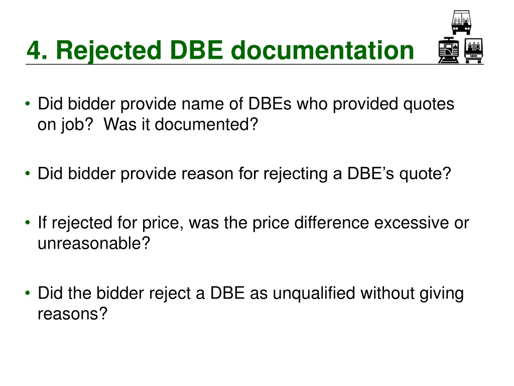 4 rejected dbe documentation