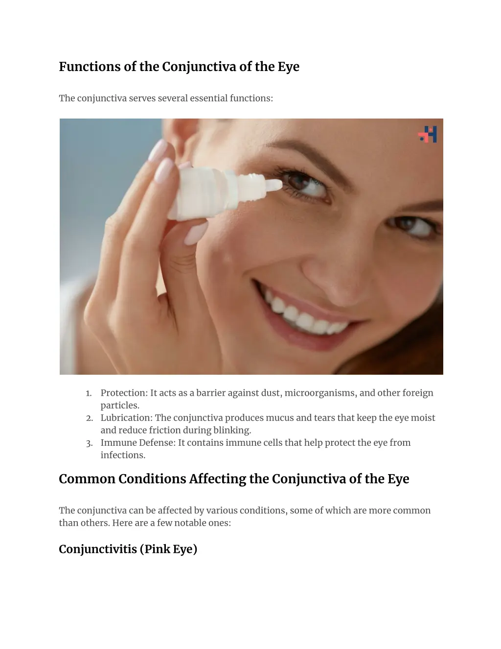 functions of the conjunctiva of the eye