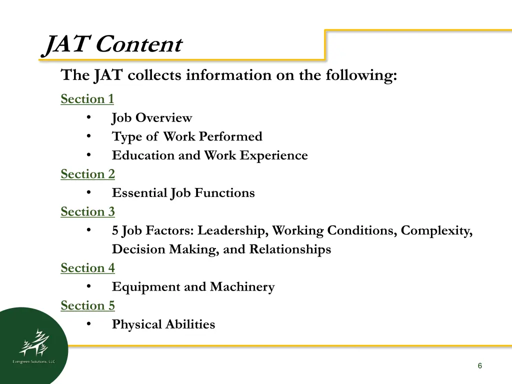 jat content the jat collects information