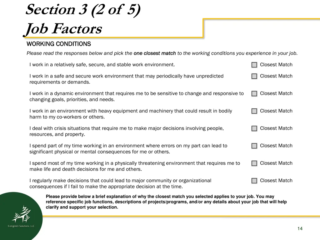 section 3 2 of 5 job factors working conditions