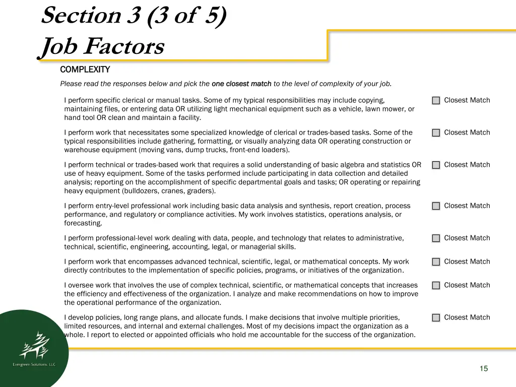 section 3 3 of 5 job factors c complexity