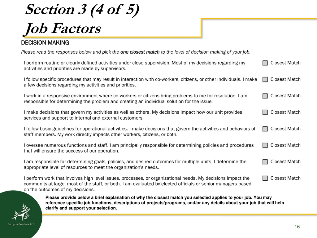 section 3 4 of 5 job factors decision making