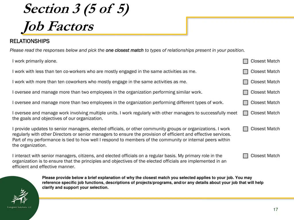 section 3 5 of 5 job factors relationships please