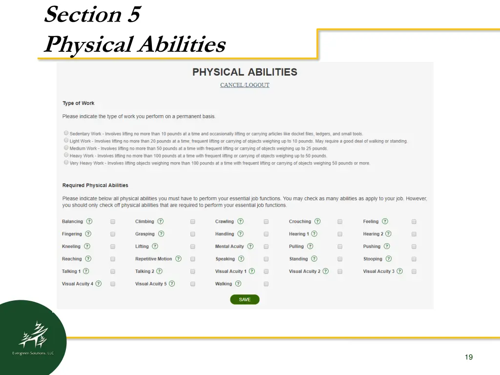 section 5 physical abilities