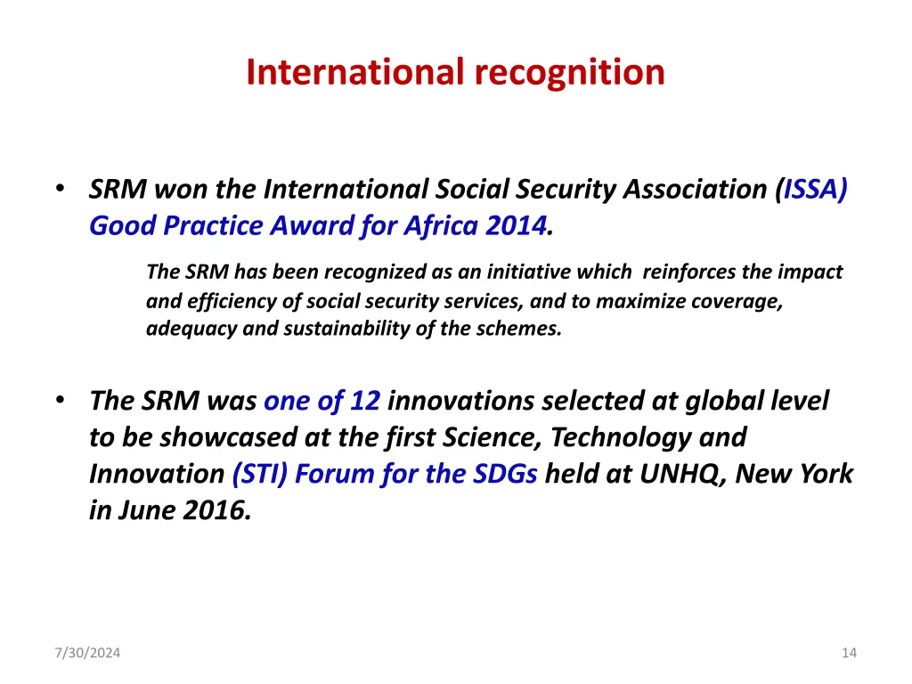 international recognition