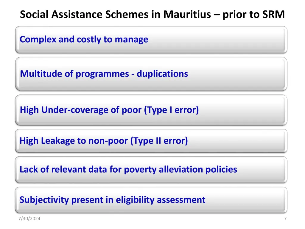 social assistance schemes in mauritius prior